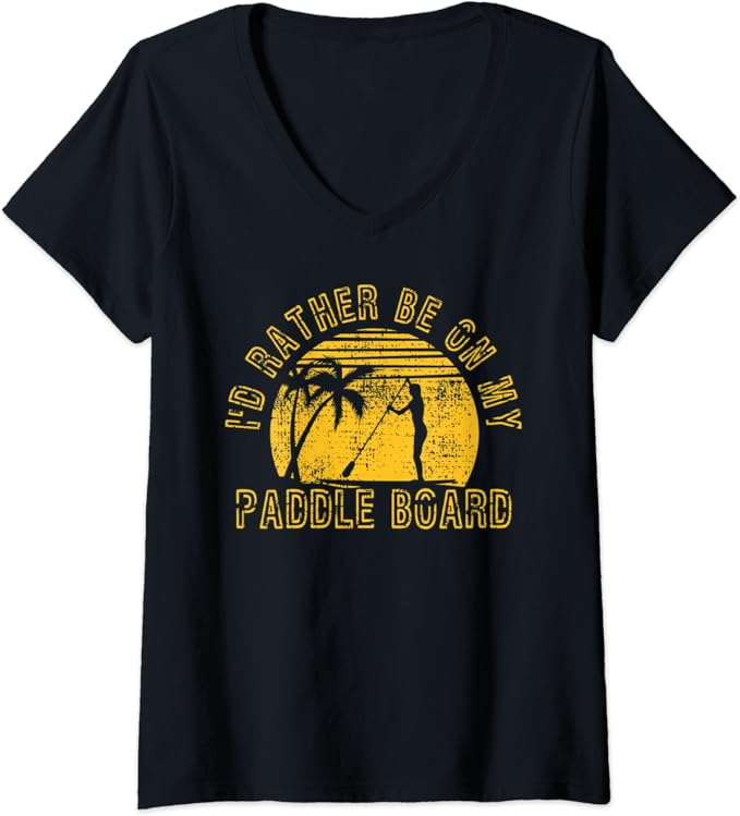 Damen Stand Up Paddling Paddle Board Vintage Paddler Geschenk TShirt mit VAusschnitt Amazon